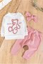 3-Piece Baby Girl Set with Teddy Bear Figure and Bandana