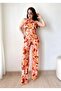 Women's Halter Neck Tie-Detail Micro Fabric Jumpsuit (Colorful) - 4