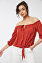 Knotted-Waist Off-Shoulder Blouse - 3