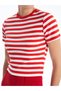 Crew Neck Striped Short Sleeve Women's T-Shirt - 3