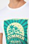 Men's Slim Fit Slim Fit 100% Cotton Soft Texture Printed White Crew Neck T-Shirt - 4