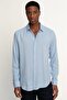 Slim Fit Long Sleeve Slim Fit Flowing Viscose Stylish Men's Blue Shirt - 2
