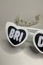 Bridal Wedding Glasses - White Bride Written Heart Shaped Glasses - 1 Pc