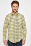 Men's Slim Fit Long sleeve Sleeve %100 Cotton Linen Texture Checked Shirt - 2