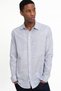 Men's Striped Slim Fit Shirt - Long Sleeve, 100% Cotton Linen, Sports Collar Blue