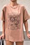 Mink Sun And Moon Printed Oversize Women's Tshirt - 2