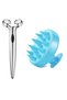 3D Facial Skin Firming Massager And Soft Silicone Shower Hair Massage Comb Blue Set