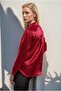 Women's Plain Burgundy Classic Satin Buttoned Classic Shirt - 4