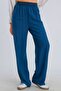 WOMEN'S LINEN Textured BLUE Palazzo Pants WITH Linen WAISTBAND 50799