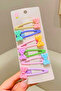 6 Pieces Girl's Colorful Bow Snap Buckle Set - 3