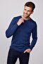 Men's Slim Fit Crew Neck Indigo Knitwear Sweater