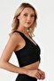 Black Light Supported Covered Front Gathered Crop Top Bustier Sports and Daily Use - 4