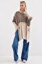 15783 Slit Poncho Sweater - F.Beige - 2