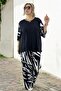Sleeve Ends with Guipure Detail, Comfortable Fit, Crew Neck Blouse, Elastic Waist Pants, Plus Size Combed Cotton Set - 7