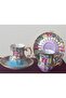 Lilac Turquoise Lebriz Porcelain Hand Painted Cup Set Double - 3