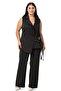 Plus Size Bird Eye Waistband Vest Pants Black Double Set