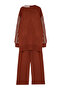Cinnamon Print Balloon Sleeve Knitwear Cardigan Trousers Bottom-Top Suit Tctaw25Us00007 - 5