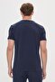 Men's Navy Blue Slim Fit Slim Fit Crew Neck Cotton Printed T-Shirt - 4
