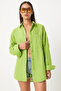 Women's Pistachio Green Oversize Basic Muslin Shirt Mx00150 - 4