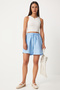 Women's Sky Blue Pocketed Muslin Shorts Mx00168