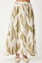 Women's Cream Oil Green Patterned Maxi Skirt Dd01333 - 5