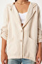 Women's Cream Hooded Oversize Linen Jacket Gp00007 - 9