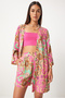 Beige Viscose Kimono and Shorts Set - Pink Pattern WF00080 - 3