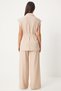 Women's Cream Belted Vest Palazzo Knitted Suit By00055 - 7
