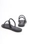 Areta Kristal Parlak Taşlı Alçak Tabanlı Kadın Sandalet Gate Shoes-Siyah - 3