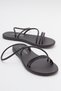 Breta Kristal Parlak Taşlı Alçak Tabanlı Kadın Sandalet Gate Shoes-siyah - 3