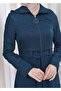 Zippered front Hooded-Belt Hijab Overcoat 1212 - 8