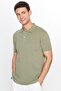 Men's Khaki Polo Collar Slim Fit T-Shirt - 100% Cotton, Soft Texture, Cool-Keeping Fabric