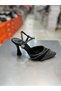 Şah Satin Stoned Belted Stylish Women's Heeled Shoes - 2