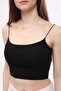 Women's Black Crop Tank Top with Rope Straps and Chest Inserts - 5