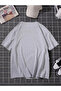 Griland Oversize Unisex Gray Cute Little Cat Printed T-shirt - 2