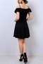 Crepe Fabric Flounce Detailed Thin Strap Flared Black Evening Dress Evening Gown 077 - 2