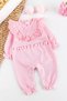Baby Girl Jumpsuit Set with Guipure Pompom Bandana