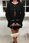 Women's Black Buttoned Cotton Knitwear Cardigan