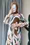 MA131 Model Patterned and Belted Brown Dress - 2