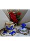 Porcelain Hand-Painted Blue Coffee Cup and Turkish Delight Bowl - 2