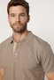 Men's Slim Fit Slim Fit 100% Cotton Plain Pique Beige Polo Collar T-Shirt - 3