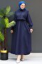 Capes Drawstring Dress Navy Blue - 2