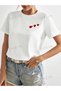 Women's White Hearts Printed Oversize T-Shirt - 2