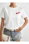 Women's White Hearts Printed Oversize T-Shirt - 4