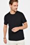 Men's Slim Fit Slim Fit 100% Cotton Soft Textured Patterned Black Crew Neck T-Shirt