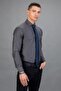 Modern Slim Fit Long Sleeve Cotton Easy-Iron Dobby Men's Gray Shirt - 2