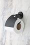 Bathroom Set, Black, Flat Towel Holder, Covered Toilet Roll Holder, Bathrobe Holder - Matte Black - 3