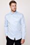 Modern Slim Fit Long Sleeve Plain Satin Cotton Men's Blue Shirt - 2