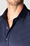 Modern Slim Fit Long Sleeve Plain Satin Cotton Men's Navy Blue Shirt - 3