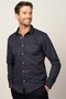 Modern Fit Long Sleeve Dobby Tie Men's Navy Blue Shirt - 2